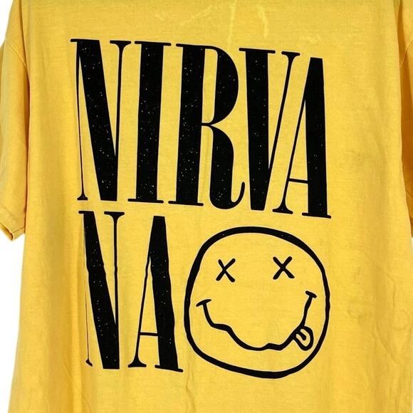 Officially Licensed Nirvana Nevermind Smiley Grunge Tee Yellow XL - Picture 3 of 7